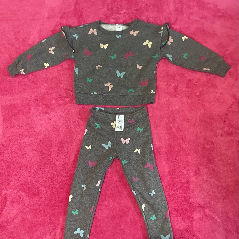 Carter's Multicolor Butterfly Jogging Suit Size 3T/3A